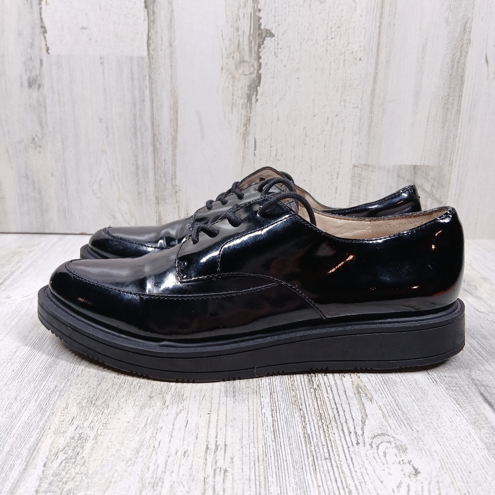 Nine West Barbieri Black Patent‎ Leather Lace Up Oxfords Shoes #290